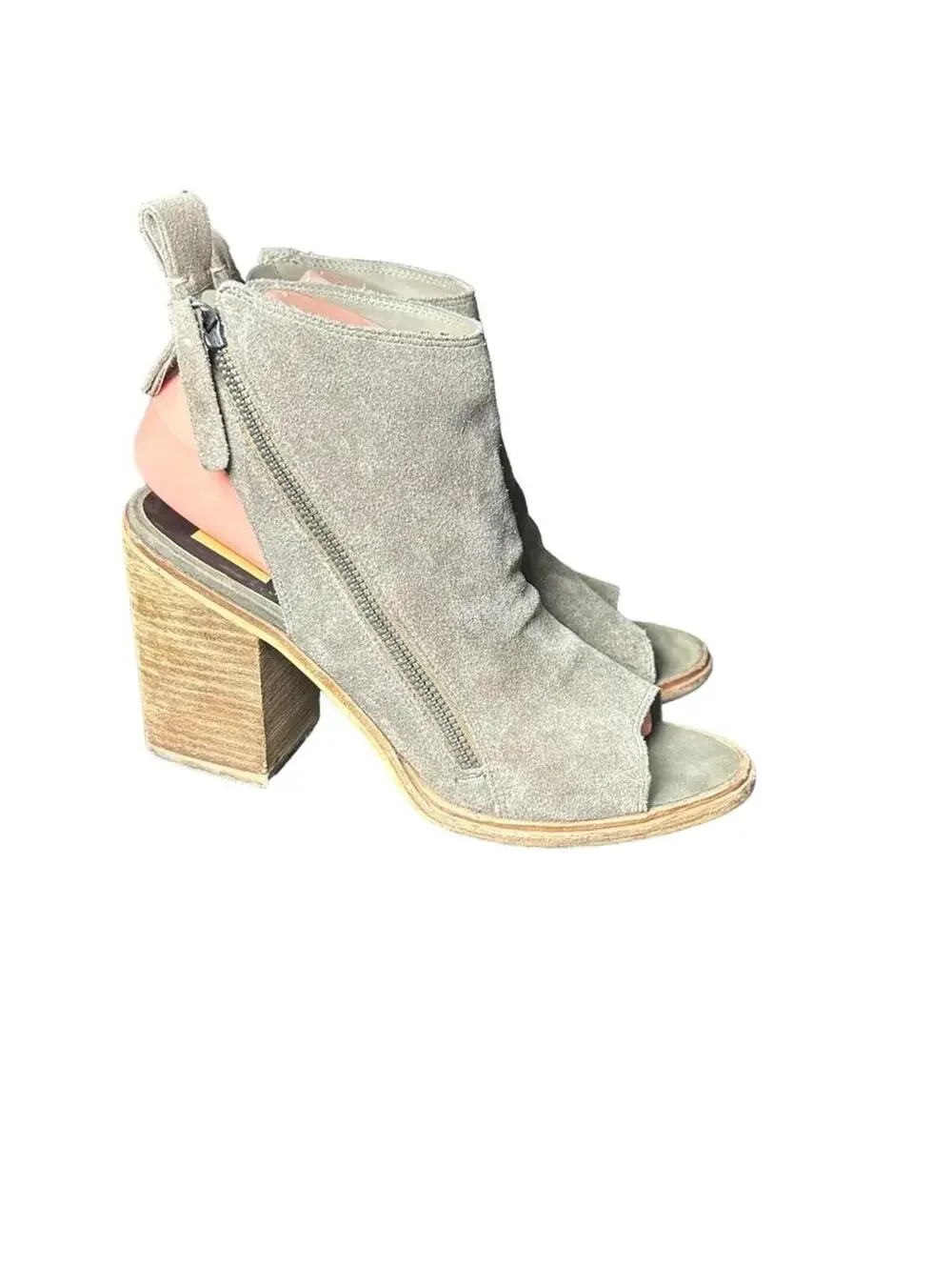 Dolce Vita Phenix Tan Suede Open Toe Booties Size 7.5